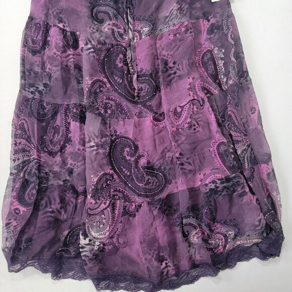 New York City Design Co. Purple Shiny Beading Women's Size Small SILK SKIRT New - Picture 3 of 8